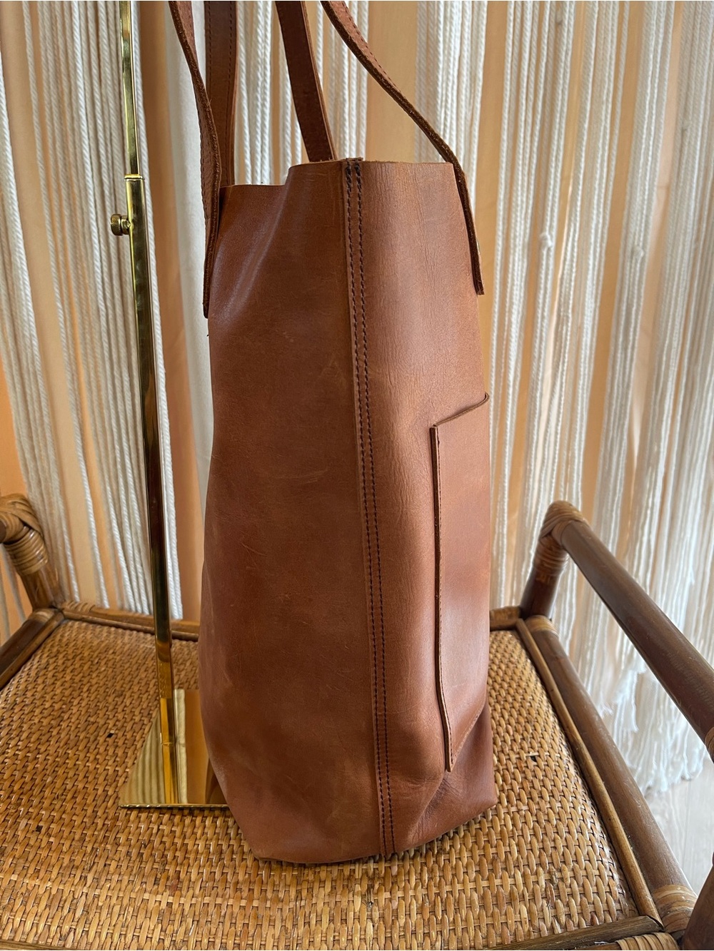 Parker Clay Leather Tote bag Rust Brown classic Open Top design - Picture 9 of 16